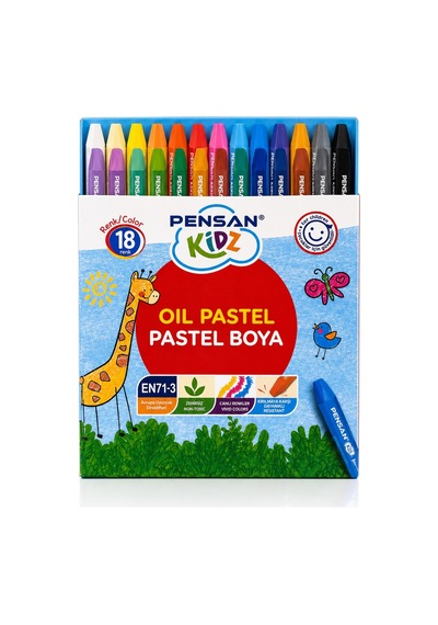 Pensan Kidz 18 Renk Pastel Boya Çocuklar İçin Canlı Renkler Kırılmaya Dayanıklı Çok Renkli