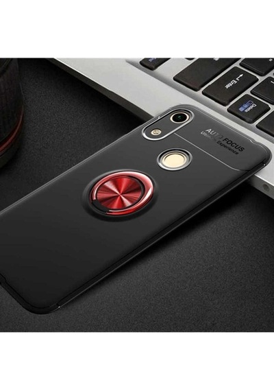 Huawei Honor 8a Kılıf Zore Ravel Silikon Kapak Siyah-Kırmızı