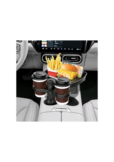 Jng-1048hld Araç İçi Çok Amaçlı Tepsi Masası, Araç Bardak Tutucu, İçecek Tutucu, Masa, Akıllı Telefon Standı, Araç İçi Yemek Rafı Parfümlü Siyah