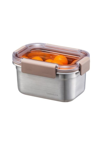 Locknlock Paslanmaz Çelik Dörtgen Kilitli Fırın & Saklama Kabı Kahverengi 520 ML Kahverengi