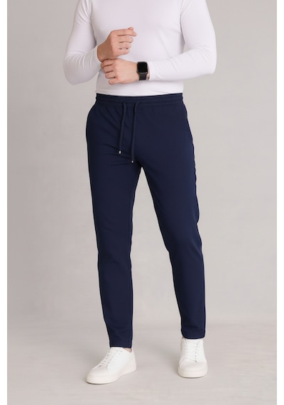 Bürke Erkek Lacivert Beli Lastikli Bağcıklı Duble Paça Jogger Pantolon Bürke Erkek Lacivert Beli Lastikli Bağcıklı Duble Paça Jogger Pantolon
