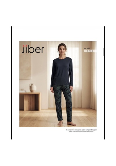 Jiber 10351 Kışlık Pijama Takımı Antrasit Füme