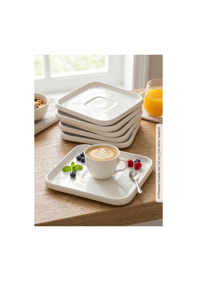 4 Adet Porselen Sunum Tabağı 23 Cm Lüks Kahvaltı Ve Servis Tabağı Seti Kırık Beyaz - 890497519 Kırık Beyaz