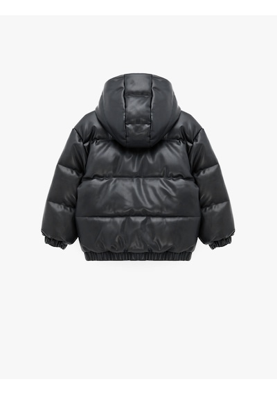 Koton Cepli Uzun Kollu Su Geçirmez Oversize Kapşonlu Ceket Siyah 7wkb20006tw