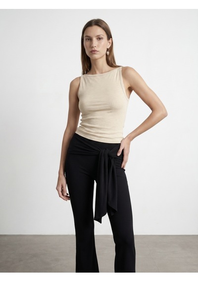 Dilvin 32892 Halter Yaka Top-bej Melanj