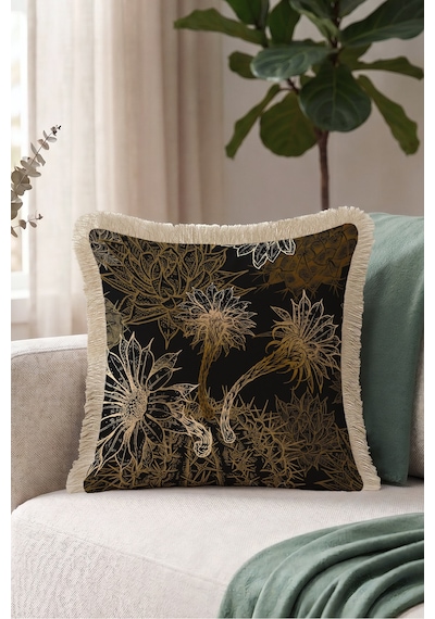 Botanik Çiçek Desen Saçaklı Yastık Kılıfı-egzotik Floral Boho Siyah Bej Krem Püsküllü Kırlent Kılıfı Kadim Yörünge Saten Botanik Çiçek Desen Saçaklı Yastık Kılıfı-egzotik Floral Boho Siyah Bej Krem Püsküllü Kırlent Kılıfı Kadim Yörünge Saten