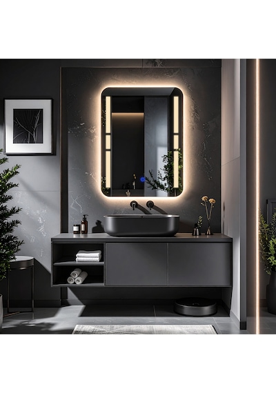 Drayno Günışığı Lazer Kumlamalı Lavabo & Banyo Aynası Dokunmatik Sensörlü 70 X 45