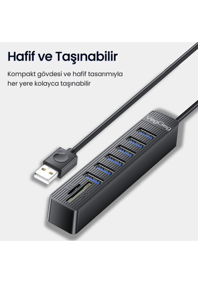 Veggieg Usb 2.0 Sd Microsd Kart Okuyucu Ve 6 Port Usb Çoklayıcı Hub
