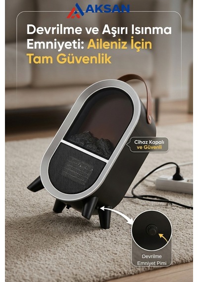 Ct-6055 Uludağ Taşınabilir Şömine Tipi Elektrikli Isıtıcı Soba 1500w 3d Alev Efektli Siyah