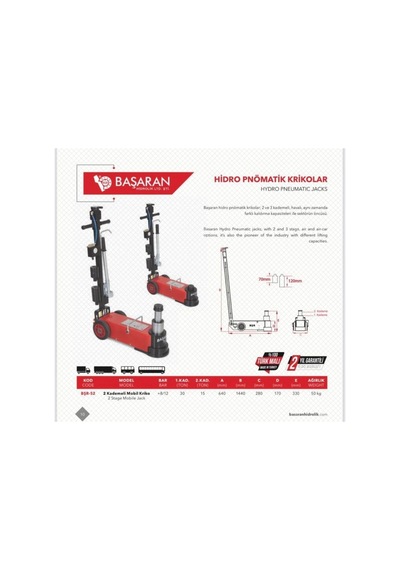 30 Ton 2 Kademeli Havalı Kriko