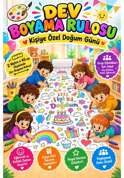 Kişiye Özel Doğum Günü Boyama Rulosu Kişiselleştirilebilir - 916492199 Diğer
