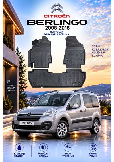 Citoren Berlingo 2012 Model Aracınıza Özel Üretim Havuzlu Paspas Takımı A+ -mod-