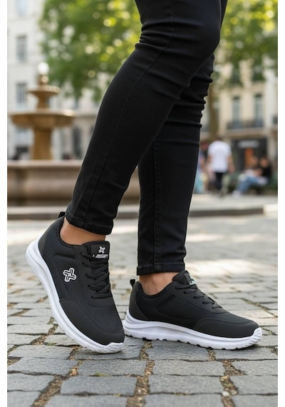 Legan Bağcıklı Spor Sneakers Erkek Ayakkabı Siyah-beyaz