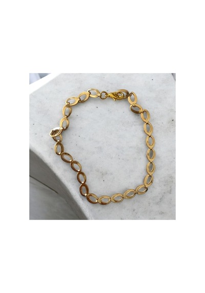 Altın Gold Renkli Modern Şık Altın Kaplı Zincir Bileklik Altın - Gümüş