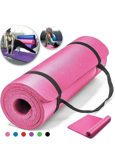 Gus Pro - 191 Cm Pembe Yoga Matı 1,5 Cm Ekstra Kalın Kaymaz Antrenman Minderi Pembe