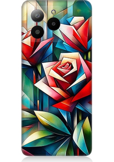 Omix X7 Uyumlu Soyut Origami Gül Deseni Desenli Silikon Kılıf Çok Renkli