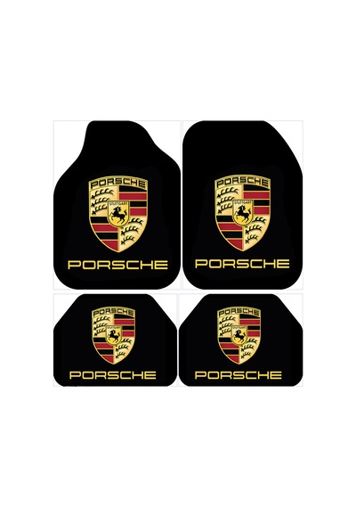 Dekoratif Siyah Porsche Desenli Oto Paspas Takımı