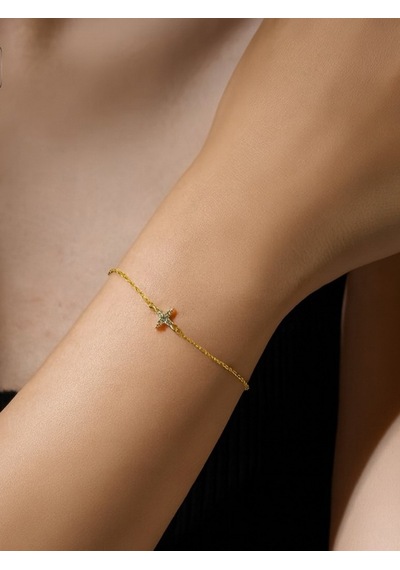 Brezza Lusso Jewelry 925 Ayar 18k Altın Kaplama Minimal Yıldız Kadın Bileklik Sarı