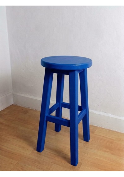 Ahşap Tabure 65 Cm / Mavi