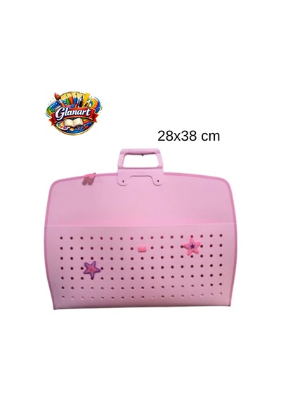 Fermuarlı 25x35 Resim Çantası, Proje Çantası Delikli Model Su Geçirmez 28x38 Cm Pembe