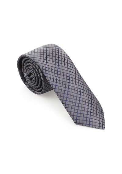 Gri Ekoseli Slim Kravat - Brianze Skac - 4 Gri