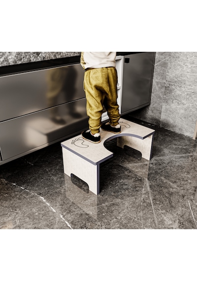 Modern Çocuk Basamağı ve Yükseltici Tabure-Tuvalet ve Lavabo Önü Eğitici Platform