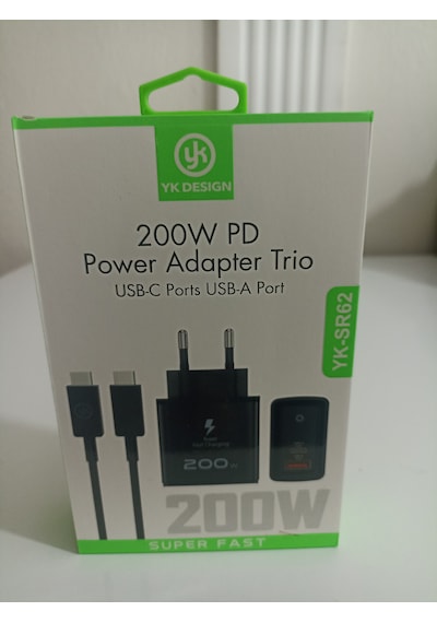 Yk Design Yk-sr62 200w Usb+pd Şarj Başlığı Ve Typec-typec Kablo Adaptör Kablo Set Halinde