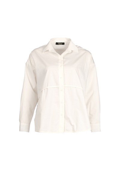 Ysatis Minimalist Oversize Uzun Kol Gömlek Yaka Kadın Gömlek Beyaz