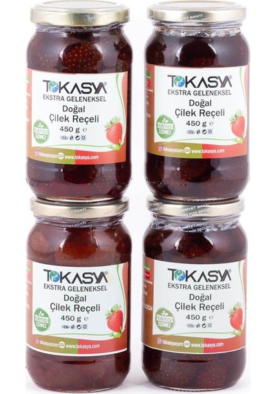 Tokasya Doğal Çilek Reçeli Kavanoz 4 x 450 G