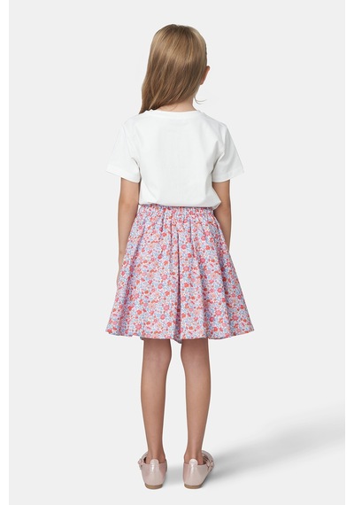 Made With Liberty Fabric Liberty Kumaş Kız Çocuk Nakışlı Tişört Krem