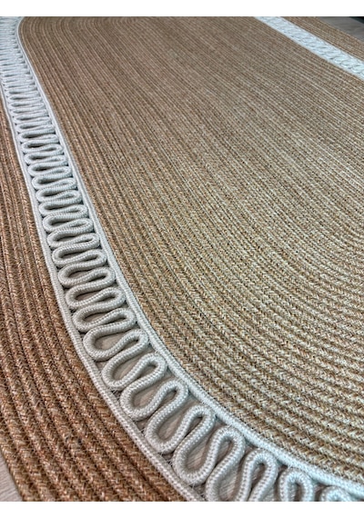 Mavaux Lotus Jüt Hasırlı El Örgüsü Kilim Krem