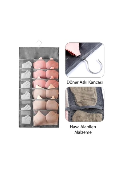 Çift Taraflı Asılabilir Depolama Düzenleyici, Nefes Alabilen Kumaş, Çorap, Sütyen, İç Çamaşırı İçin Diğer