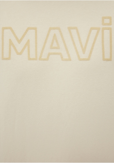 Mavi - Mavi Logo Baskılı Bej Sweatshirt 0610941-70055 Beyaz