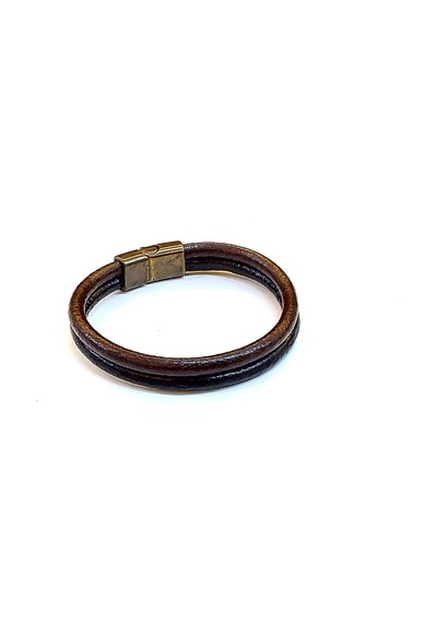 Pure Leather Brown Hakiki Deri Erkek Bileklik Mıknatıs Kilitli-1456 Antrasit
