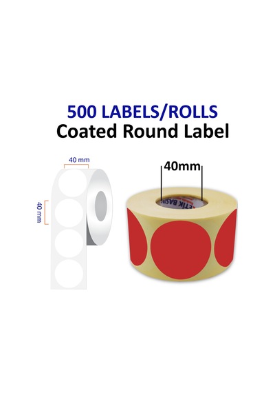 Kuşe Renkli Zemin Baskılı 40mm Çap Etiket 500 Adet