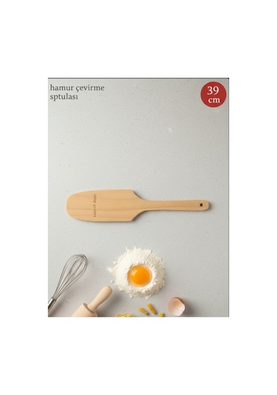Kamptek Ahşap Hamur Çevirme Spatulası - 39 Cm Büyük Boy Yufka Ve Gözleme Spatulası Ahşap