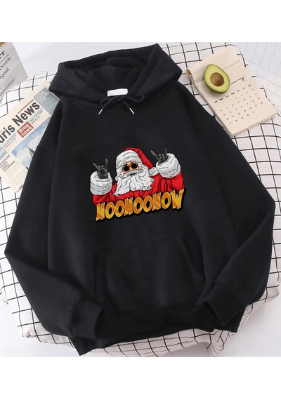 Hohoo Noel Baba Yeni Yıl Kapşonlu Sweatshirt 001