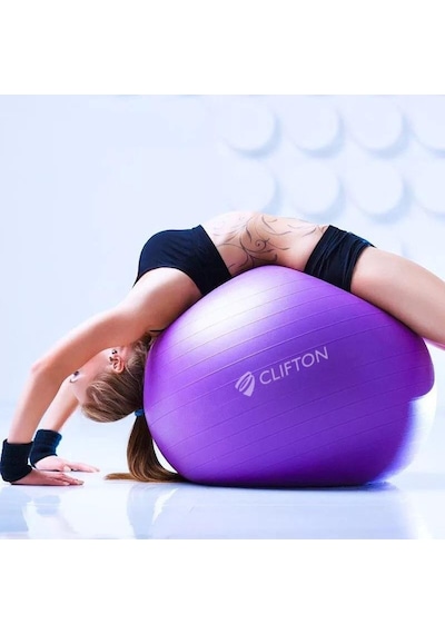 Clifton Pilates Topu Büyük Boy 65 CM Mor + Pompa