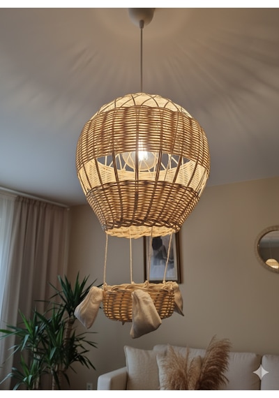 Uçan Balon Rattan Avize R30 Ekru