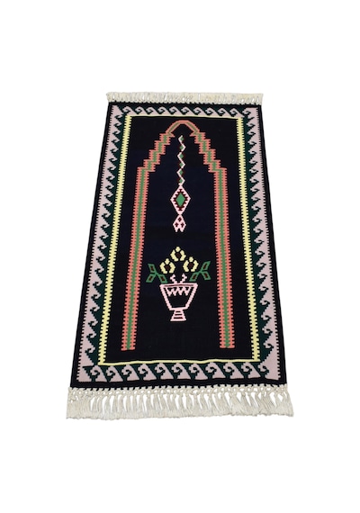 Kilim Antik El Dokuması Bayburt Seccade Mihraplı Kilimi 0158 - Yeni - Siyah