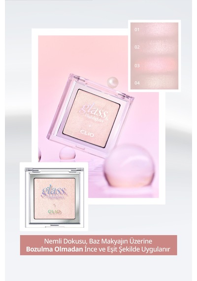 Clio Glass & Highlighter 01 Moon Glow Luxury Koshort Pembe