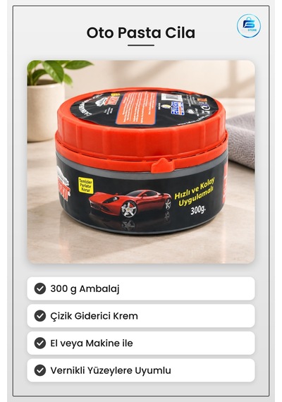 Oto Pasta Cila 300 G Krem Araç Boyası Çizik Giderici Parlatıcı Po