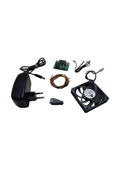 Dc 12v Adaptörlü Dijital Termostat Sıcaklık Kontrol Kartı İle 12v Fan Pervane Çalıştırma Devresi Öğrenci Hobi Deney Seti