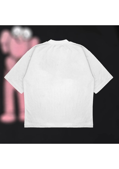 Startmore Kaws Bff Pink Unisex Pamuklu Nefes Alan Kalın Kumaşlı Beyaz
