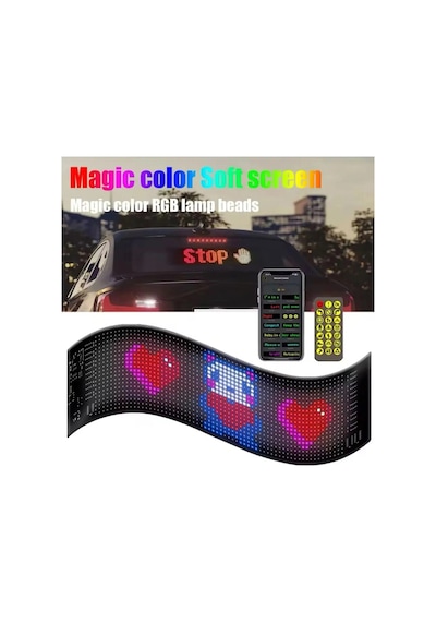 Led Ekran Matrix Panel Cama Yapışan En Büyük Boy 16x96 Led Sayısı Araba Yazısı 12cm-59.5cm Açık Lacivert