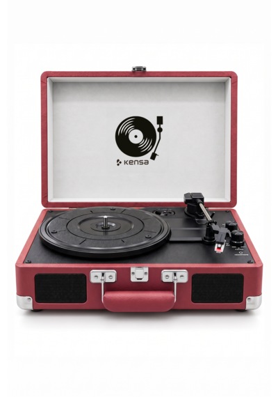 Kensa Bluetooth Lu Nostaljik Çantalı Pikap 33/45/78 Devir Dahili Bataryalı Plak Çalar Bordo