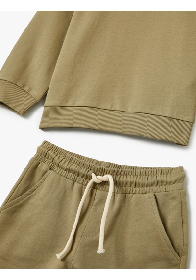 Koton Eşofman Takımı Sweatshirt Ve Şort Set Haki 4skb10390tk Haki