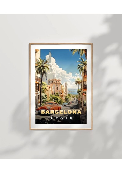 Çerçevesiz Poster Şehir Ve Deniz Uyumu Barcelo