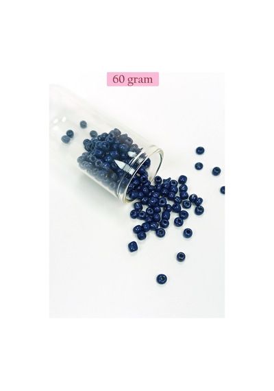 Dökme Cam Kum Boncuk Büyük Boy 6/0 4 Mm - 60 Gram - Koyu Mavi - Bnc114
