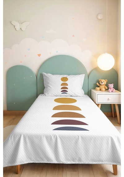 Geometrik Sarı Genç Odası Tek Kişilik Pike Takımı-modern Bohem Gri 160x220 Cm Kapitone Yatak Örtüsü Kabuğu Kireç Serabı